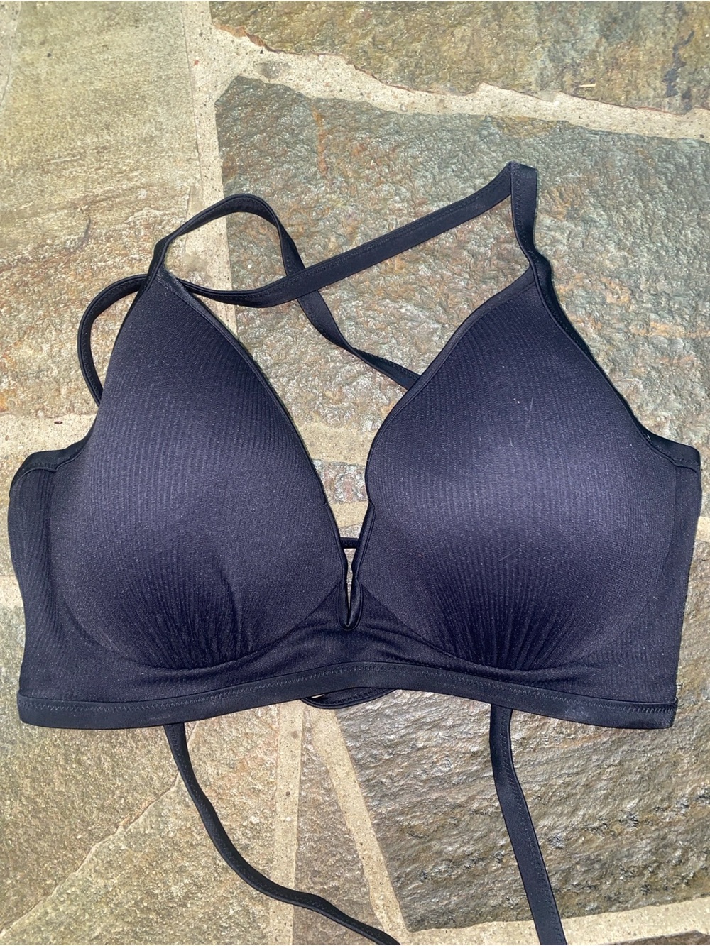Shade & Shore Black Padded Triangle Swim Top